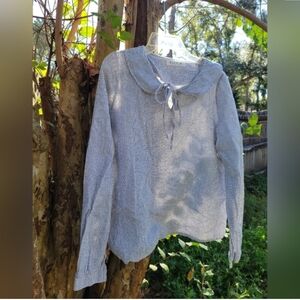 Peter Pan Collar Windowpane Print Top